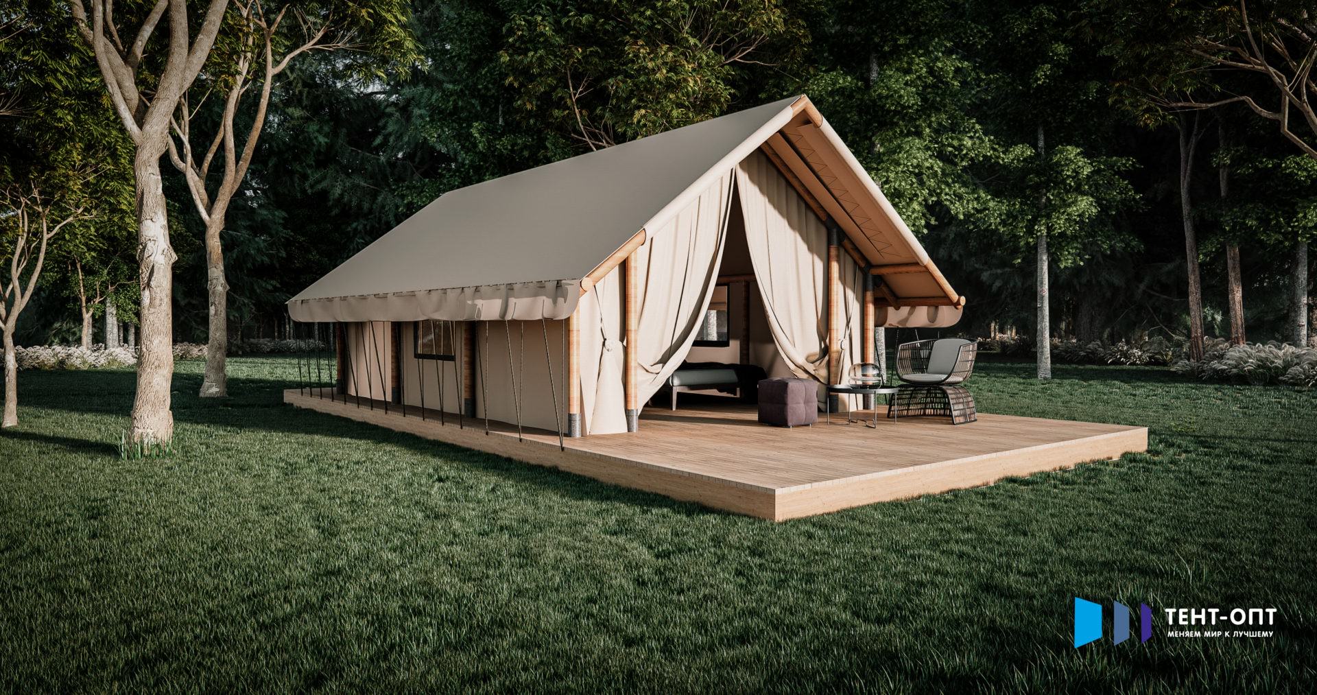 Пaлaтка для глэмпинга 5x7.5 м Safari-Tent – купить в Ульяновске | По 213400  руб.